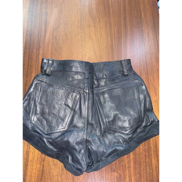 One Teaspoon Wanderer Leather High Waist Bandits Shorts in Black 31 - Picture 8 of 13